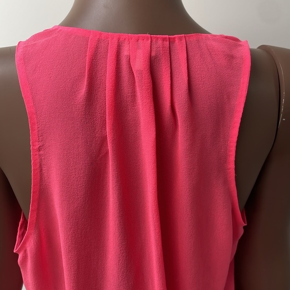 Aritzia Wilfred Ninon Blouse Neon Glow Pink Top Silk Button Down Sleeveless XS - Picture 6 of 8